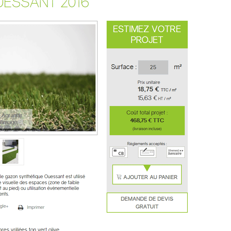 Calculette prix sur Distri Concept, Agence Impulsion