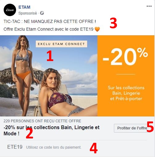 éléments d'une publicité Facebook