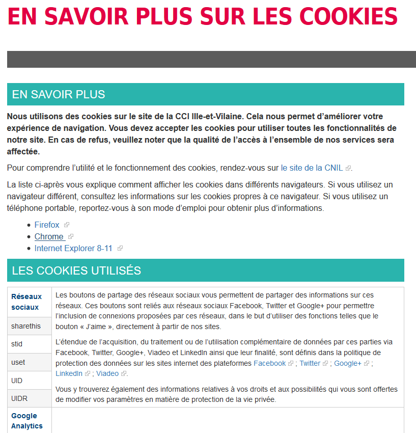 cookies site web